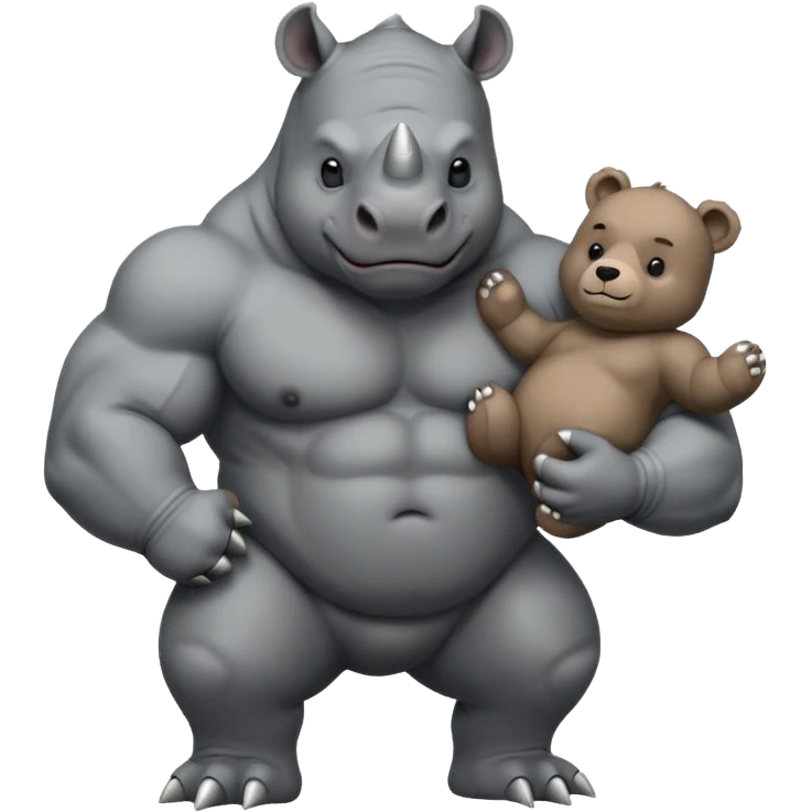 Rhino holding a bear emoji