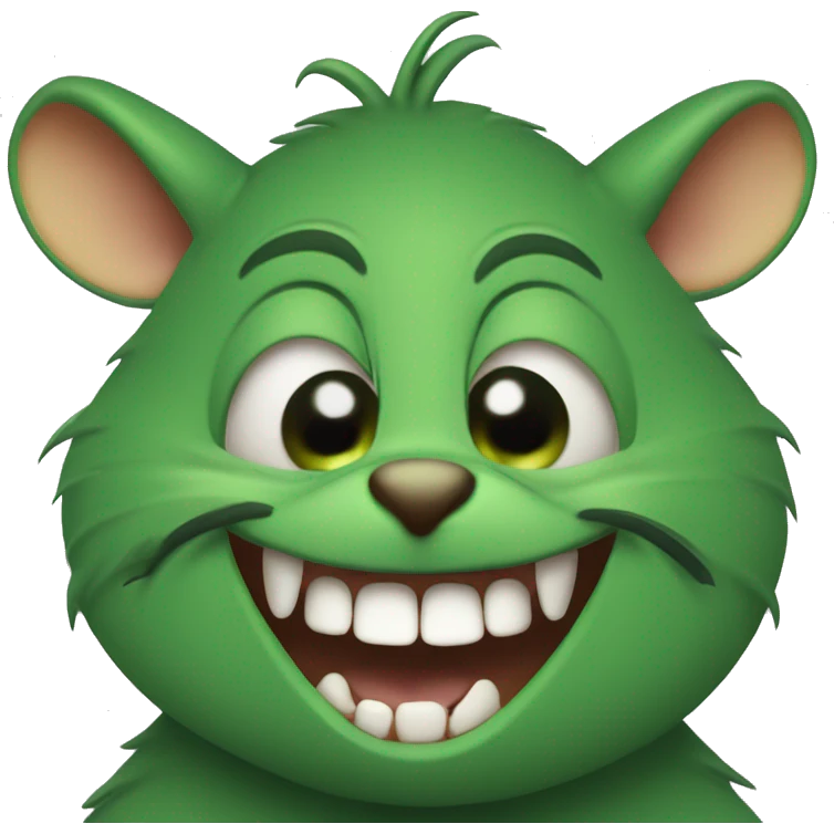 "Three" green rats evil laugh emoji