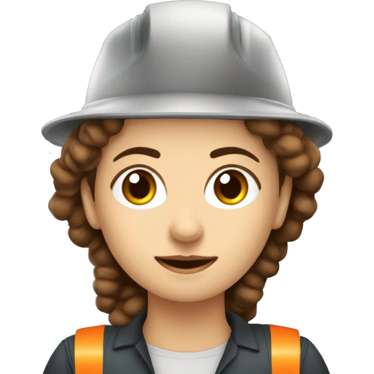 solo parte de ingeniera industrial mujer con pelo lago rizado castaño con mechones rubios y ojos grandes caferriba  emoji