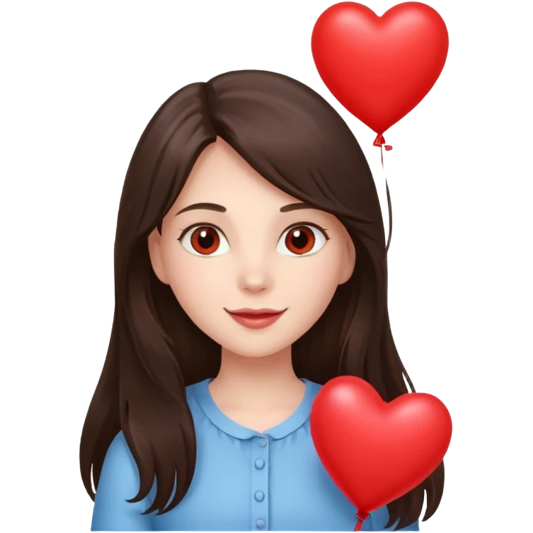 white happy long haired brunette girl hazel eyes valentines emoji