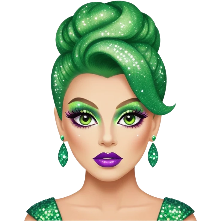green drag queen glitter sparkles babe girl makeup diva brat emoji