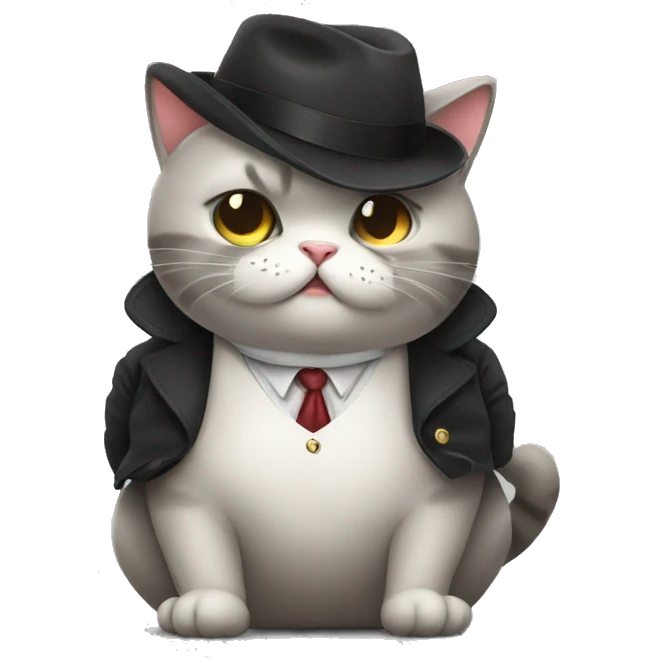 Mafia cute and cool chubby cat emoji