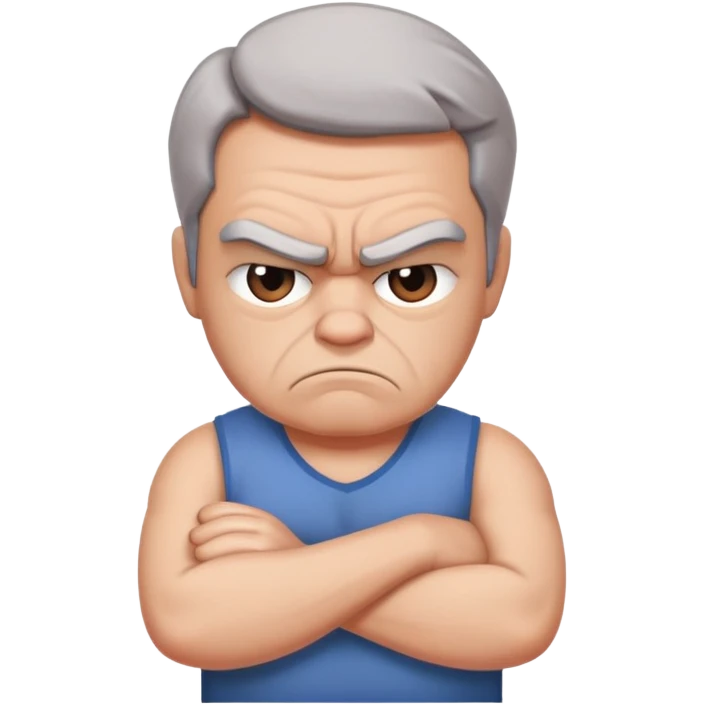 Bitter grumpy person with frown, arms crossed emoji