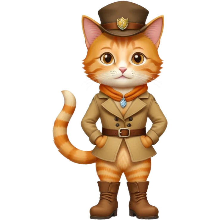 classic Puss in Boots with iconic hat and boots, confident pose emoji