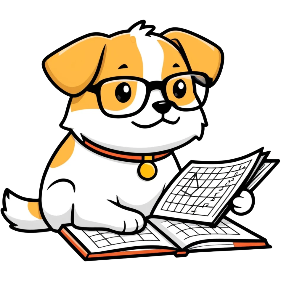 A dog study math  emoji