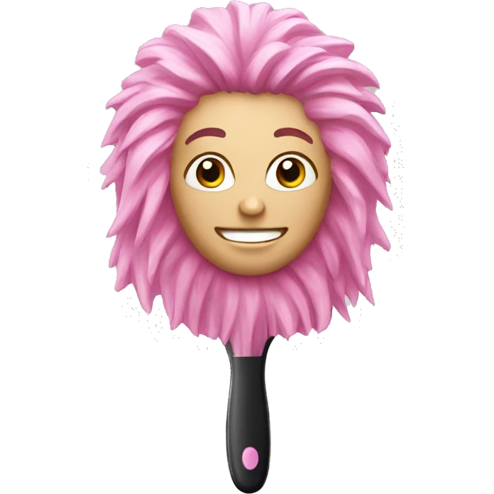 Realistic pink hair brush emoji