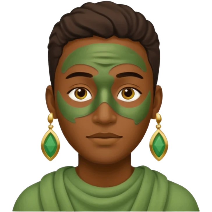 green clay mask man with earrings emoji