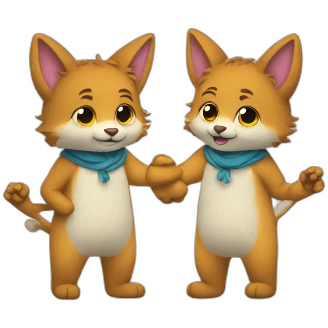 Two gay furries holding hands emoji