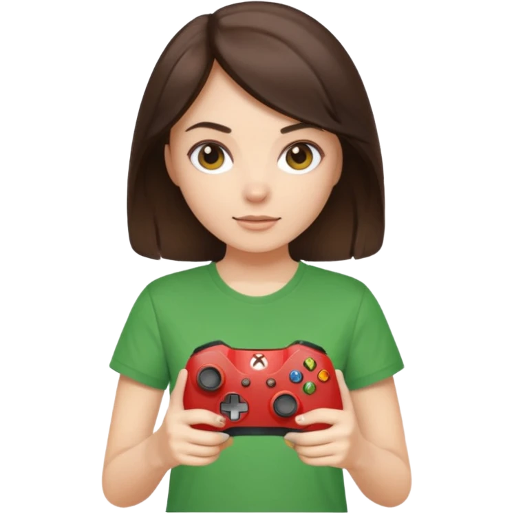 Brunette girl holding Xbox controller  emoji