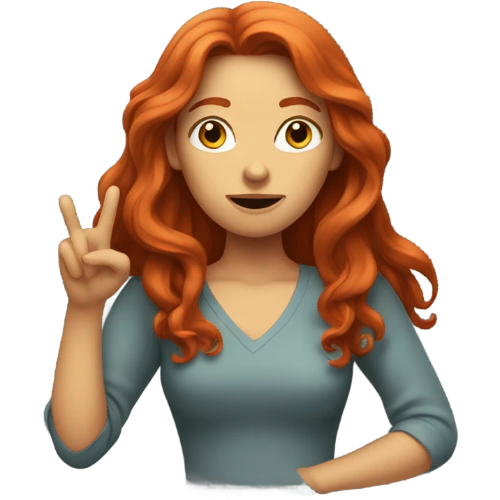 Red headed woman with long hair gesturing “I have no idea” emoji