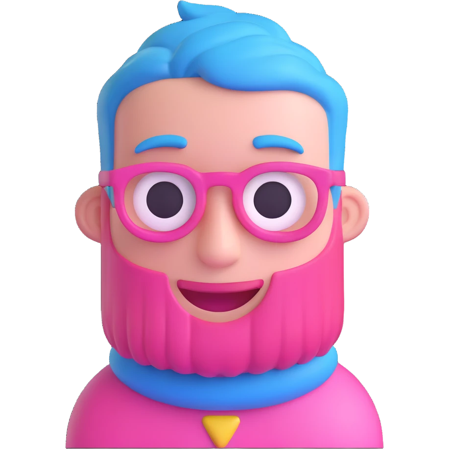 pink guy with blue hair, 3D emoji style emoji