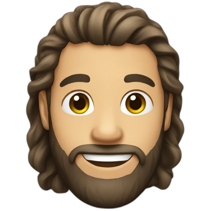 Man, beard, man bun, smiling emoji