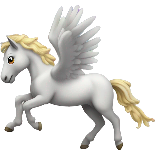pegasus flying across a rainbow emoji
