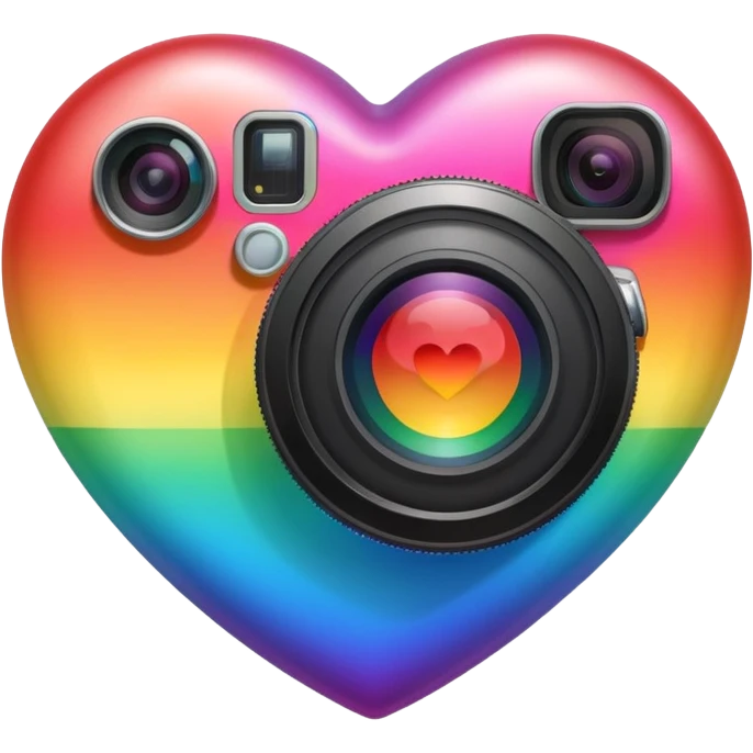 heart with rainbow gradient and camera emoji