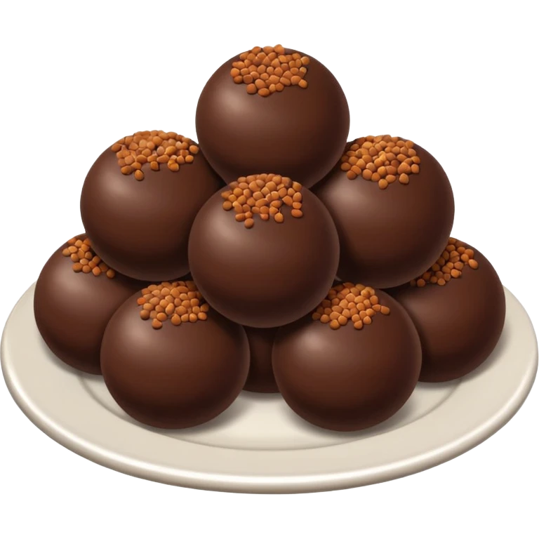 chocolate balls on plate with brown sprinkles emoji