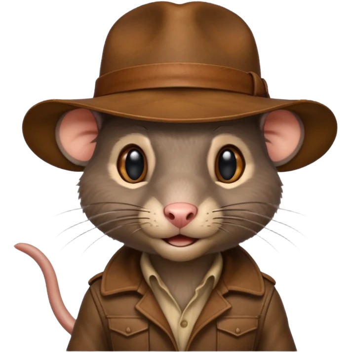 Life like rat wearing Indiana jones hat emoji