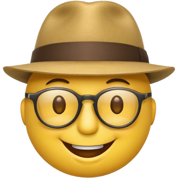 smiley emoji wearing a fedora and glasses emoji