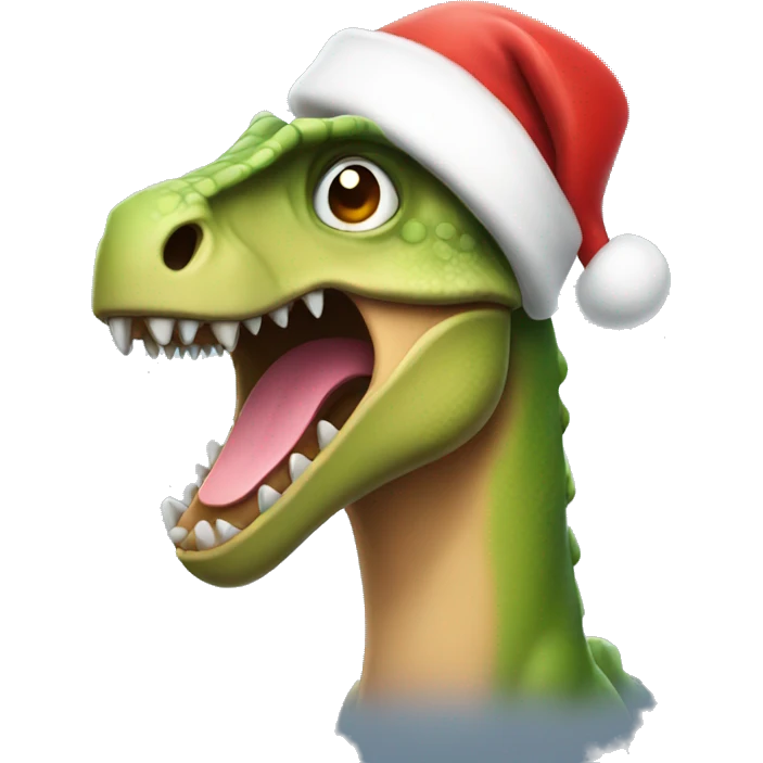 Dinosaur wearing Santa hat  emoji
