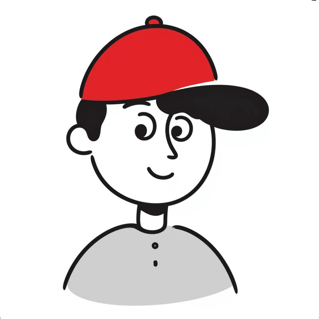 a man with a red hat, hand drawn doodle style emoji