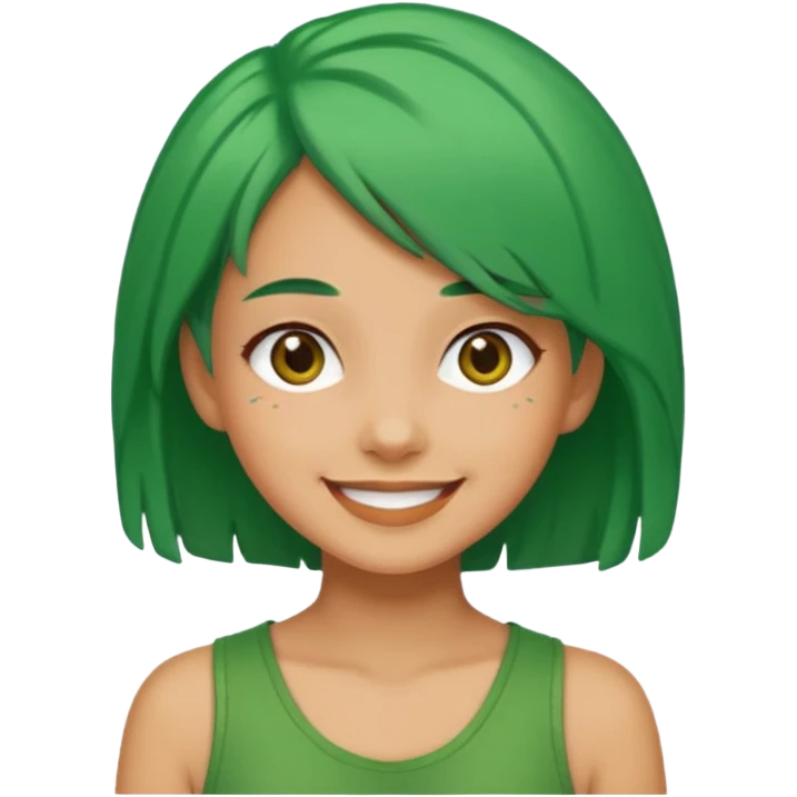 a girl of nature green hair whole body emoji