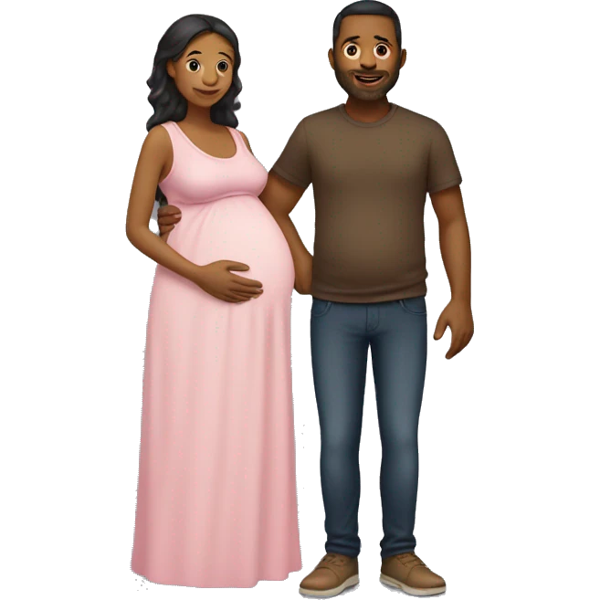 A pregnant woman with her husband  emoji