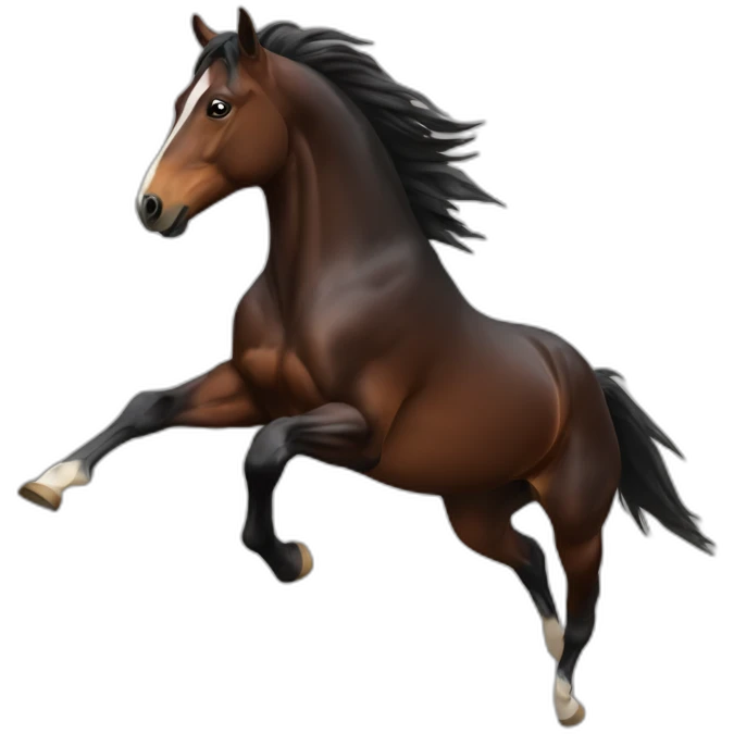 galloping dark bay horse with small headmark emoji