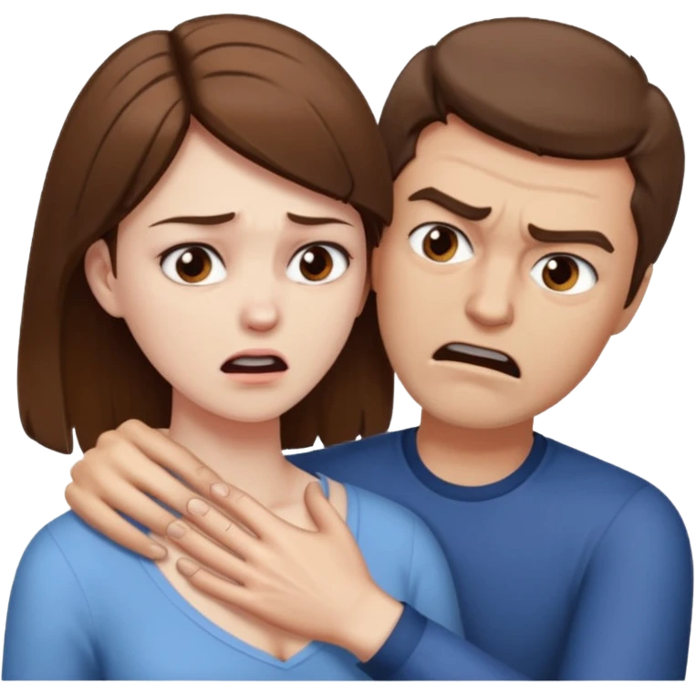 Un homme possessif avec des cheveux marrons qui essaye d’attraper le cou de sa femme emoji