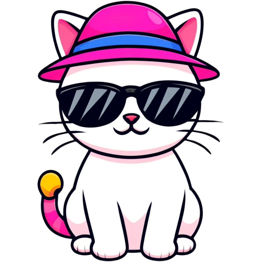 pink cat wearing sunglasses and hat emoji