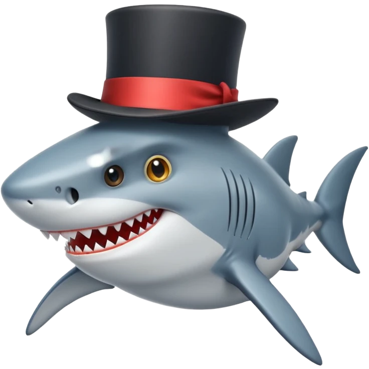 Shark with a top hat emoji