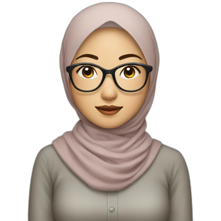 Beauty asian woman wear hijab and glasses emoji