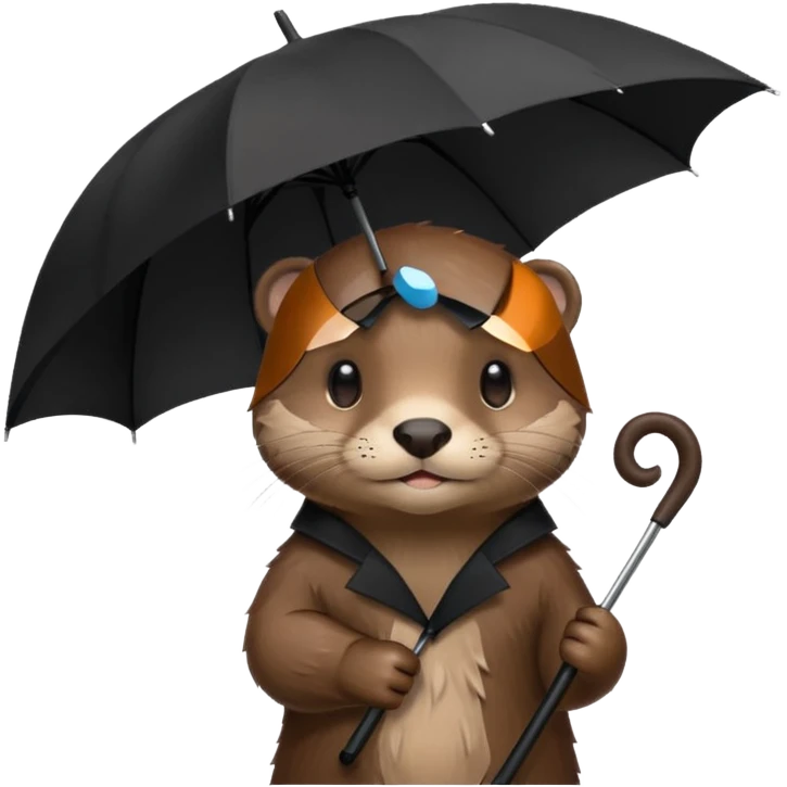 Loutre mignonne avec un parapluie emoji