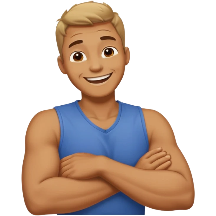 Arms crossed holding neck laughing guy emoji