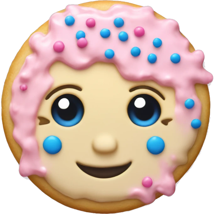 Sugar cookie with pink frosting and blue sprinkles  emoji