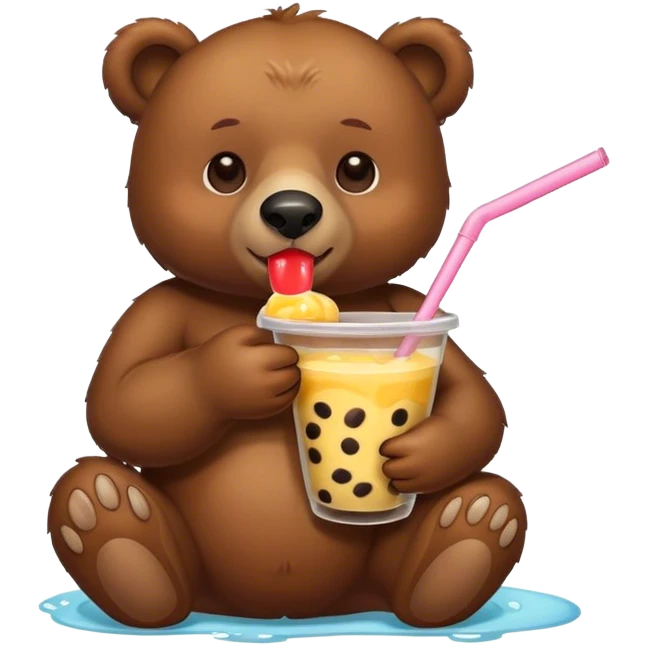 Bear drinking boba emoji