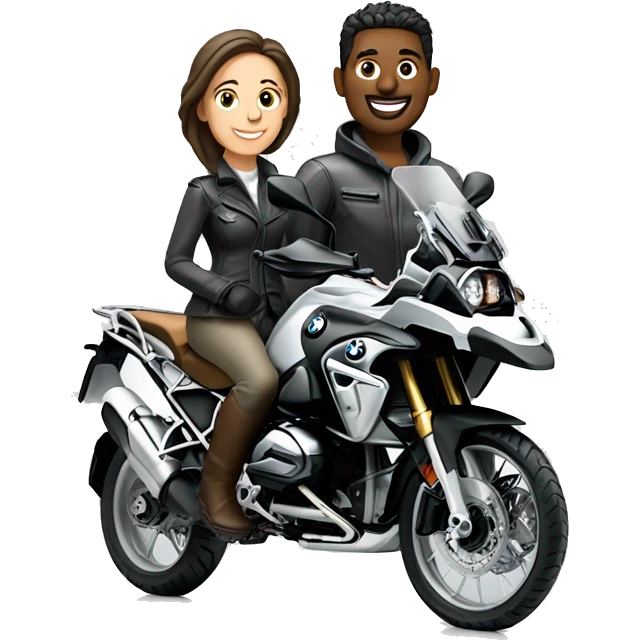 A man an a woman in a grey bmw 1200 gs  emoji