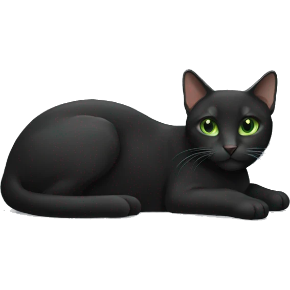 black Carey cat white neck and green eyes lying down emoji