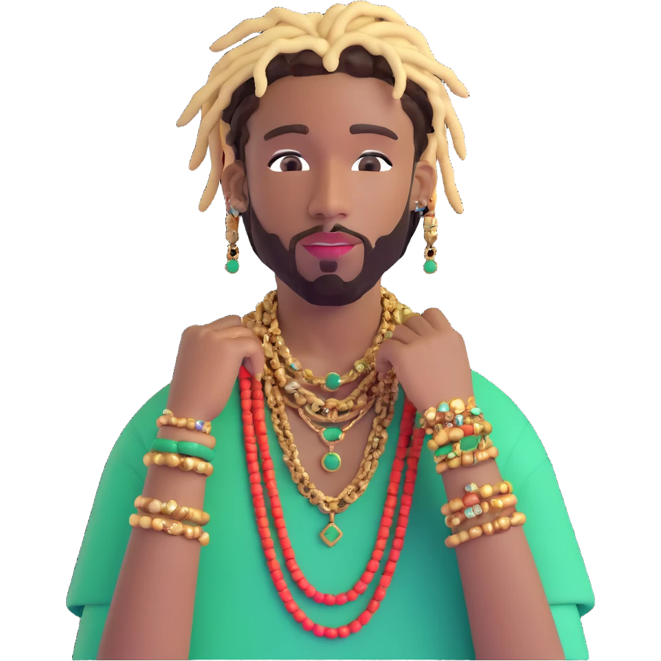 Brent Faiyaz with short dreads and jewelry emoji