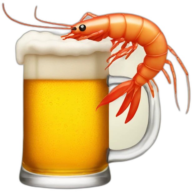 Shrimp jump into beer emoji