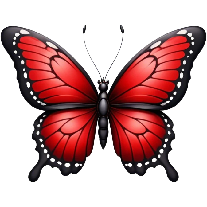An Edgy crimson-blood-red obsidian-black beautiful butterfly emoji