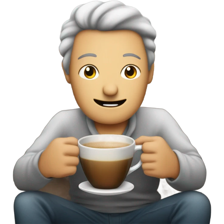 Drinking coffee on a snowy day while relaxing on the couch emoji