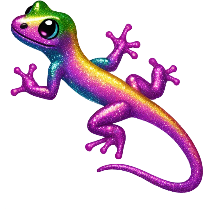 Lisa frank glitter gecko with a lily emoji