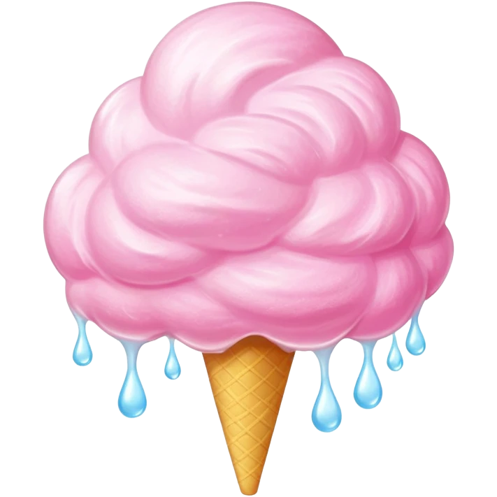 Giant cotton candy with dewdrop glaze and light reflections on surface emoji