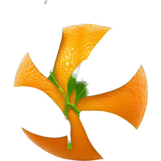 orange with green leaf emoji