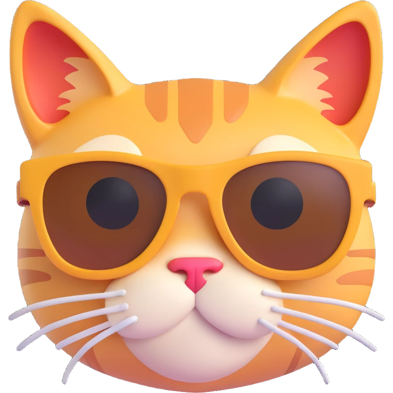 cat wearing sunglasses, 3D emoji style emoji