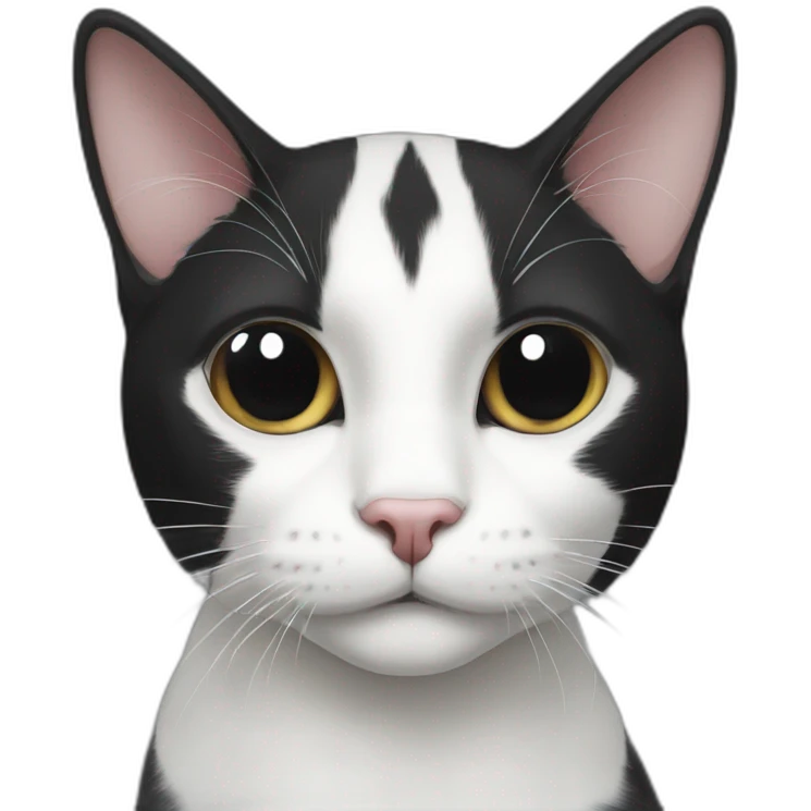 Black and white cat, black tail emoji