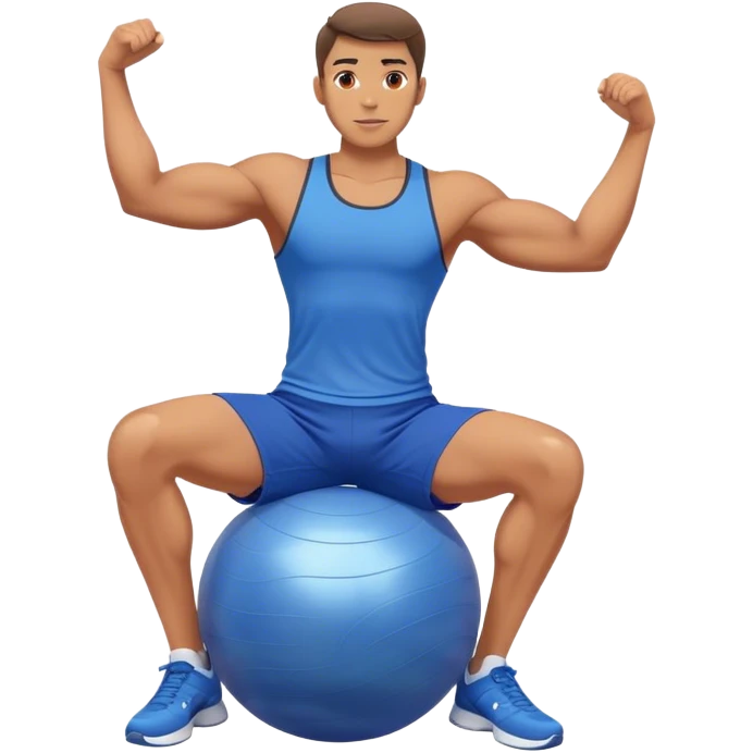 fit man with blue shorts stability ball exercises emoji