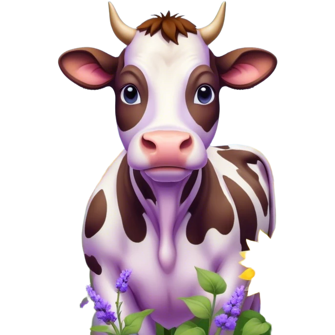 cow sunflowers baby blue lavender purple emoji