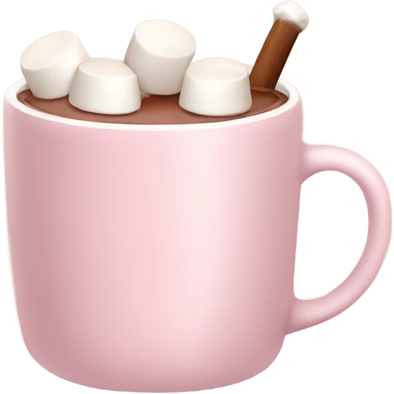 Light Pink mug of hot chocolate with marshmallows  emoji