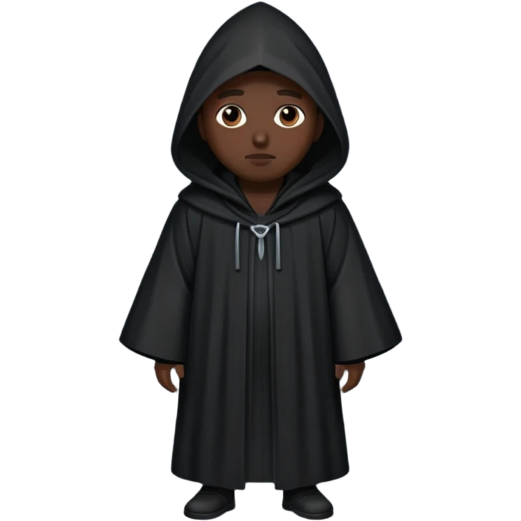 The person on the right is wearing a black robe with a tall, pointed hood that completely covers their head and face.  emoji