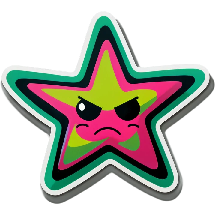 Green and pink graffiti star emoji